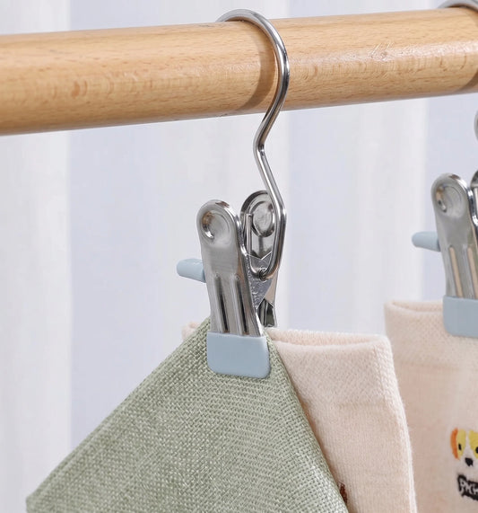 Multi-Purpose Stainless Steel Hanging Clips with Non-Marking Rubber Grips
